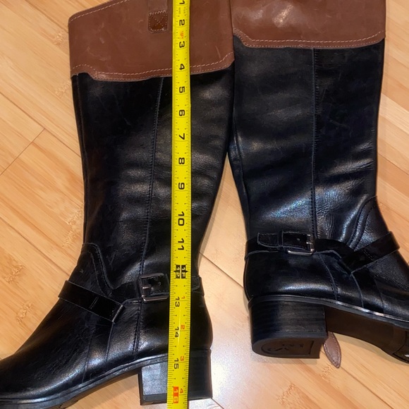 Franco Sarto Leather Corbeit 2 Black/Brown Knee High Riding Boots size 6M - Picture 11 of 16